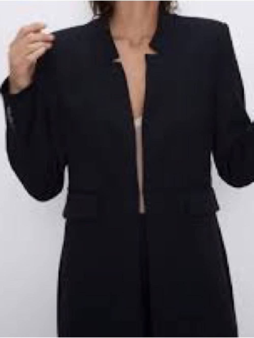 Zara Black Long Single-Button Blazer Coat